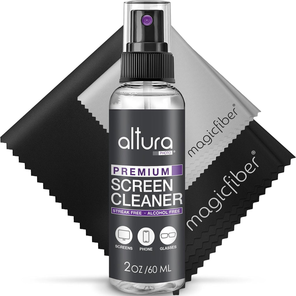 Altura Photo Screen Cleaner Spray Kit with 2 MagicFiber Cloths, 2 oz