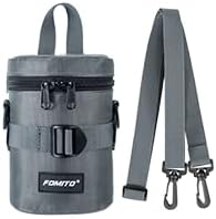 FOMITO Camera Lens Case Pouch Bag for Canon EF-S 17-55mm/17-85mm,EF 35mm f2, Nikon AF-S 18-200mm/18-105mm/18-300mm, Fujifilm XF 56mm f1.2 R & More Lens Below 3.94" x 6.1"(D x L) - Grey M size