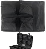 LAFENLIN UPGRADED Lid Organizer for Pelican 1520 Case, 5 Thick Mesh Pockets for Photographers & Divers, Securely Organize Camera Gears, Dive Tools in Hard Cases - No Screws, Includes Hook and Loop