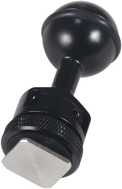 FEICHAO 1 Inch Ball Mount Head Adjustable Adapter with Cold Shoe Base for Underwater Camera Case Video Flash (Kit A)