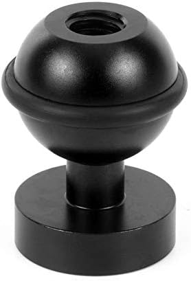 Metal Camera Ball Head Mount, 1-Inch Diameter, 1/4-Inch Hot Shoe Bracket for Diving Light (Black)