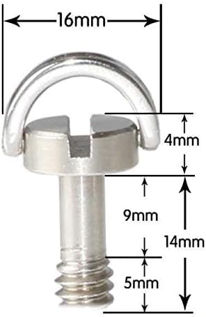 5 Pack 1/4" D-Ring SS Screw w Slot Head Long 14mm Shaft Tripod QR for QR Plate Stainless Steel