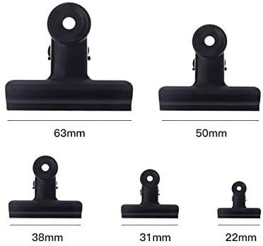 Bulldog Clips with Hole for Push-pin, Paper File Clips with Strong Spring, Small Metal Binder Clips, Seal Clamps for Coffee Tea Food Bags, Decorative Clips for DIY Photo Grid (Black,2inch)
