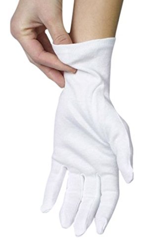 ANSMIO 2 Pairs Cotton Gloves, White Gloves for Dry Hands, Cotton Gloves for Sleeping, Moisturizing Night Gloves, White Gloves 100% Cotton, Size M (2 Pairs)