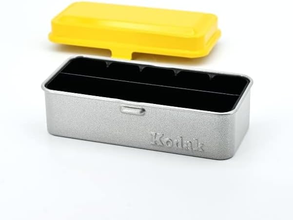 KODAK 120/135 Film Case - for 8 Rolls of 120 Films / 10 Rolls of 35mm Films - Retro Steel Case to Sort & Safeguard Film (Yellow) (Film is not Included)