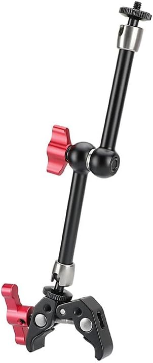 CAMVATE 9.8 inch Adjustable Articulating Magic Arm + Versatile Super Crab Clamp (Red Lock Knobs)-3055