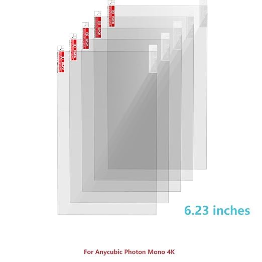 5PCS Screen Protector for LCD 3D Printer，Screen Protective Film for Anycubic Photon Mono 4K 6.23 inch Monochrome Resin 3D Printer