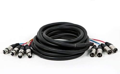 Monoprice 4-Channel XLR Male to XLR Female Snake Cable - 3 Feet - Black/Silver, Metal Connector Housings, Plastic and Rubber Cable Boots