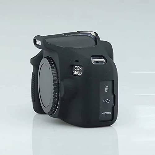 Professional Secure Silicone Camera Case Cover Housing Body Skin for Canon EOS 1500D Rebel T7 Digital SLR Camera (Black)