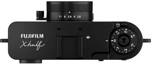FUJIFILM X Half Premium Compact Digital Camera (Black) Bundle with Fuji Link 3 Smartphone Printer (Clay White) + Instax Mini Film + 64GB Memory Card + Flexible Tripod + Cleaning Kit + More