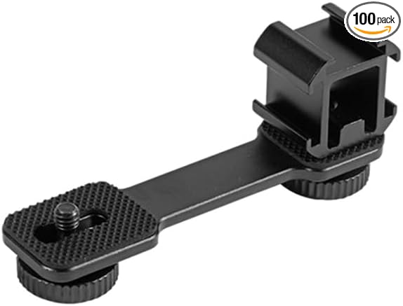 Aluminum Camera Cold Shoe Mount, Hot Shoe Extension Camera Flash Bracket for Light, Mic, with 1/4'' Tripod Screw (ST-001)