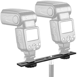 Dual Flash Bracket,Chromlives Dual Tripod Mount Bracket,1/4" Dual Camera Mount Flash Extension Bar,8" Dual Tripod Bracket for Camera,LED Light,DSLR Camera,Tripod,Flash Light(2 Pack)