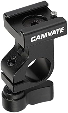 CAMVATE 15mm Side Single Rod Clamp with Cold Shoe Mount Adapter for Camera Accessories(Black) - 2810