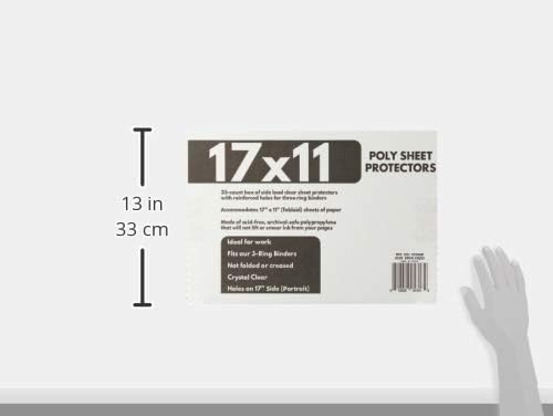 Ruby Paulina 17x11 Sheet Protectors Side Loading with 3-Holes 25 Sleeves Durable Archival Safe Crystal Clear