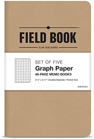 Elan Publishing Company Field Notebook/Pocket Journal - 3.5"x5.5" - Kraft - Graph Memo Book - Pack of 5