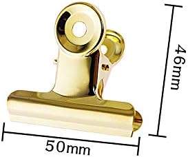 20 Pack 2 Inch Polished Steel Clips, Metal Bulldog Binder Clips, Large Hinge Paper Clips Clamps for Food Bags, Pictures Photos, Art Crafts, Home Office Supply (Gold)