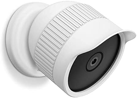 Fintie Silicone Skins Cover Compatible with Nest Cam Outdoor Or Indoor (Battery) 2021, Weather Protective Camouflaged Case for Nest Cam Battery Camera, White