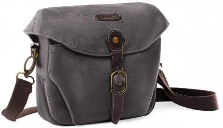 BAGSMART Camera Bag, SLR DSLR Canvas Crossbody Camera Case, Compact Camera Shoulder Bag with Rain Cover for Women and Men, gray