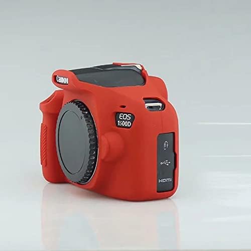 Professional Secure Silicone Camera Case Cover Housing Body Skin for Canon EOS 1500D Rebel T7 Digital SLR Camera (Red)
