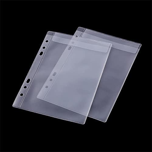 CYFUN DESIGN 10 Sheet Binder Pockets Sleeves Bags A5 Size 6 Hole Binder Folder for Dies and Stamps Storage,Waterproof PVC Clear Bags Protectors for Cutting Dies Stencil Album Stamp Crafts