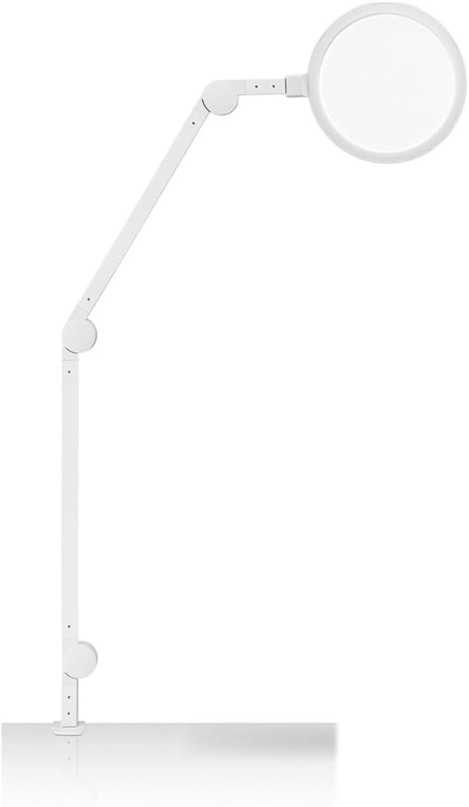 LUME CUBE Edge 2.0 LED Desk Lamp | Dimmable Home Office Desk Light with USB Charging Port & Strong Swing Arm | Adjustable Color Temperature and Brightness | Circle Webcam Light - White