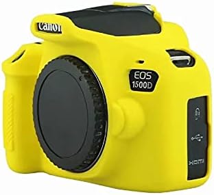 Professional Secure Silicone Camera Case Cover Housing Body Skin for Canon EOS 1500D Rebel T7 Digital SLR Camera (Yellow)