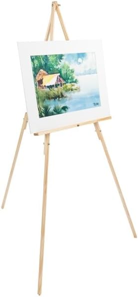Creative Mark Thrifty Wood Tripod Display Easel Stand for Painting Pack of 2 - Durable Light Weight, Adjustable Angle for Drawing and Painting - Beechwood Finish - Ideal for Artist
