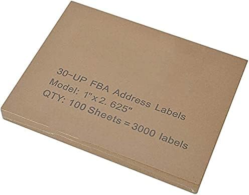 LabelMore 30 up Labels 1" X 2-5/8" Shipping Address FBA Label for Laser and Inkjet Printers (1,000 Sheets, 30,000 Labels)