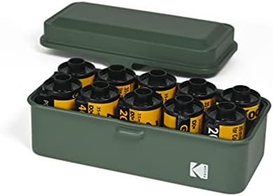 KODAK 120/135 Film Case - for 8 Rolls of 120 Films / 10 Rolls of 35mm Films - Retro Steel Case to Sort & Safeguard Film, Olive, Retro