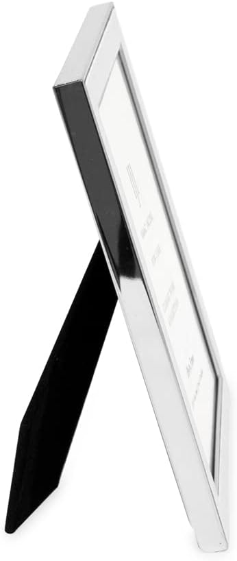 Isaac Jacobs 5x7 White Leather with Silver Metal (Vertical & Horizontal) Picture Frame, Suede Border w/Black Fabric Easel, Wall-Mountable, Made For Tabletop, Photo Gallery (5x7, White W/Silver)