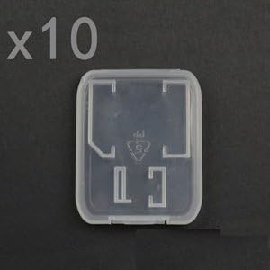 eTECH 10 Pack Clear Plastic SD/SDHC/SDXC/MicroSD/MicroSDHC/MicroSDXC Card Case Holder for SanDisk/Kingston/Transcend/Samsung (Plastic Case Only, Memory Card Not Included)