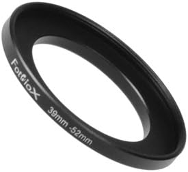 Fotodiox Metal Step Up Ring, Anodized Black Metal 39mm-52mm 39-52 mm