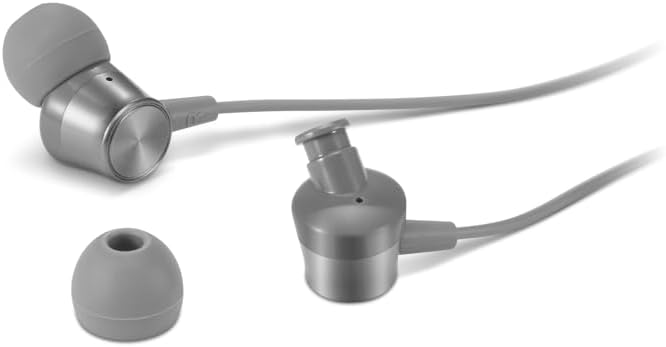 Lenovo - 300 Wired in-Ear USB-C Headphones - in-Line Microphone - USB-C Connectivity - Play & Pause Button - 3 Sizes Silicone Ear Tips Included, Grey