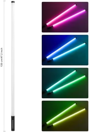 4Pack 5000mAh Battery Powered 4ft RGB led Tube dj Light bar with Stand Colored Video Stick Lights for 360 Photo Booth Studio Dance Club Party Wedding Events Stage Lighting