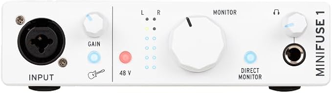 Arturia MiniFuse 1 - Compact USB Audio Interface with Creative Software for Recording, Production, Podcasting, Guitar - White