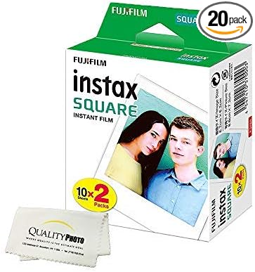 Fujifilm Instax Square Instant Film - 20 Exposures - for use with The Fujifilm instax Square Instant Camera + Quality Photo Microfiber Cloth