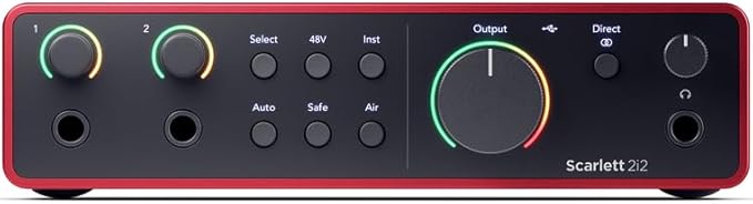 Focusrite Scarlett 2i2 4th Gen USB-C Audio Interface Recording Bundle with CM25 MkIII Condenser Mic, SH-450 Headphones, Pop Filter, Shock Mount, Stand, XLR Cable & Software Pack