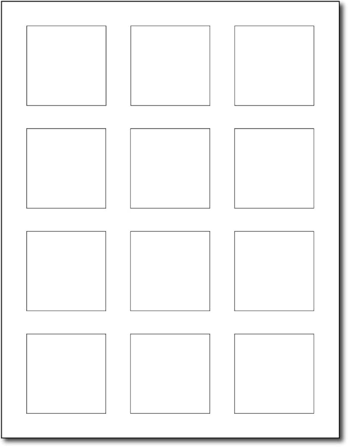 2" x 2" Square Labels – 120 Matte White Stickers – Printable Adhesive Paper – Inkjet & Laser Compatible – 12 Per Sheet – Made in USA (10 Sheets / 120 Labels)