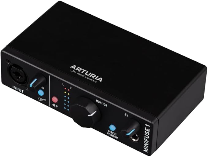Arturia MiniFuse 1 - Compact USB Audio Interface with Creative Software for Recording, Production, Podcasting, Guitar - Black