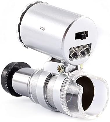 60X Pocket Microscope Portable Mini Microscope Handheld Jewelry Magnifier Loupe Glass LED Light Magnifying Microscope