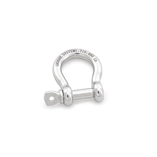 SHONAN 1/4" Small Bow Shackles, Marine Grade D Ring Shackle, 6 Pcs Stainless Steel Shackles Screw Shackles for Chain or Strap, 480 Lbs Capacity