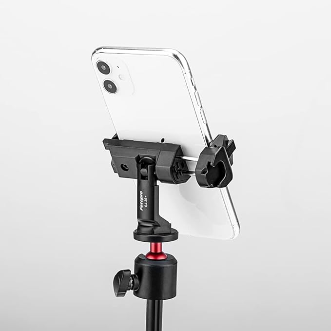 Fotopro Phone Tripod Mount Cold Shoe Rotatable Universal Cell Phone Mount Adapter for Monopod Selfie Stick Desktop Tripod Video Vlogging Photograph