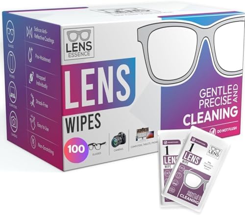 Eye Glasses Cleaner Wipes - Lens Wipes for Eyeglasses - Individually Wrapped Wipes - Multipurpose Cleaner for Cameras and Sunglasses, 100 Count + Microfiber Cleaning Cloth