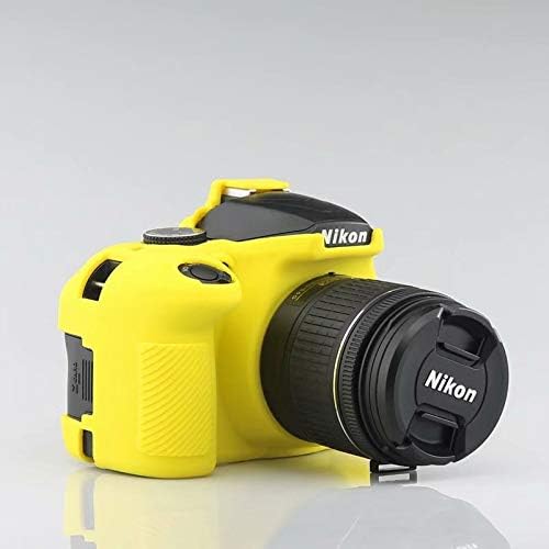Professional Secure Silicone Camera Cases Bag Housing Rubber Body Skin for Nikon D3400 Digital SLR Camera (Yellow)