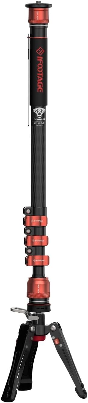 IFOOTAGE Cobra 3 C180F-P Carbon Fiber Video Monopod with Pedal Locking Control, Professional Photography Monopod Suitable for SLR Cameras and Camcorders (71")