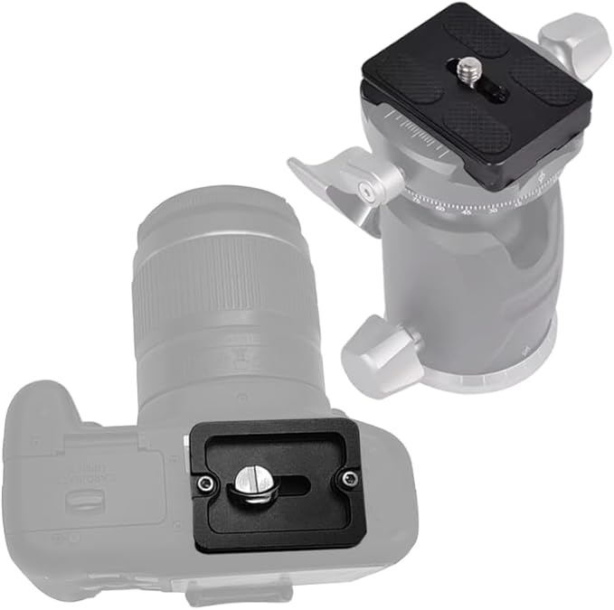 2 PCS Camera PU50 Quick Release Plate + 2 Pcs 1/4"-3/8" Screw, Aluminum Alloy Universal 38mm Camera Plates Mount with 1/4''-20 Screw Fits Arca-Swiss Standard for DSLR Tripod Ball Head, PU-50