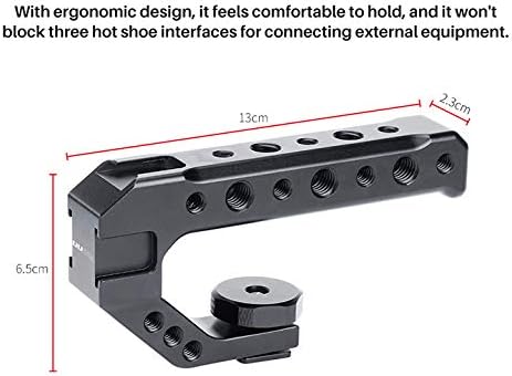 R005 Camera Top Handle Camera Top Cheese Handle Grip Universal Video Stabilizing Rig W 3 Cold Shoe Adapters to Mount Microphone, LED Light, Monitor, Easy Low Angle Shoots Metal