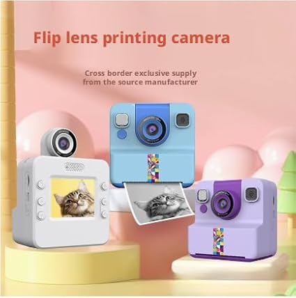 Kids Camera Instant Print, 1080p Digital Camera for Kids, 180° Rotating Selfie Lens with 32GB Card Reader & 6 Rolls Printing Paper Kids Toy Gifts for Boys Girls Ages 3-12 (Blue)