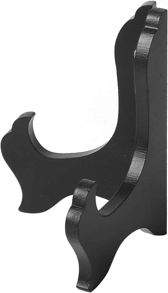 MIUPOO Wooden Display Stand,Black Wooden Photo Holder Stand, Displays Picture Frames, Decorative Plates,Desktop ornaments and Artwork Display Stand,4 Inches