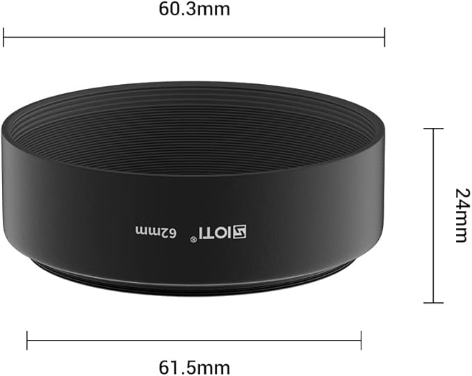 SIOTI 62mm Lens Hood, Oxidation Matte Anti Reflective Treatment, Aluminum Alloy, with 1 * 67mm Lens Cap, Compatible with Sony/Canon/Nikon/Fuji etc >50mm Camera Lens